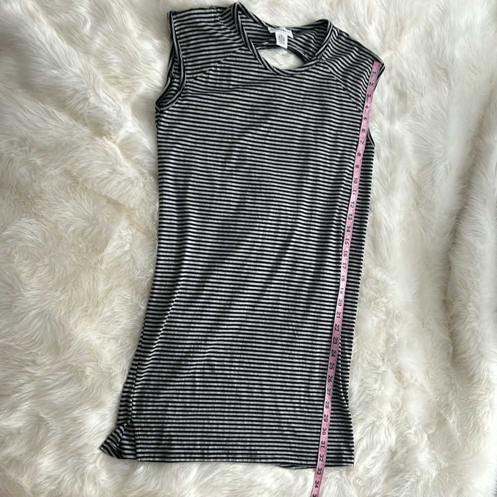 For The Republic gray and black striped short sleeve cut out back dress - Picture 6 of 7